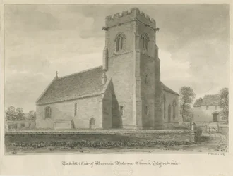 Mavesyn Ridware Kirche: Sepiazeichnung, 1839