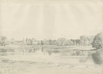 Patshull House - Park und Teich: Bleistiftzeichnung, 25. August 1820