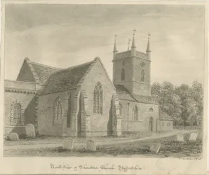 Shenstone Kirche: Sepia-Zeichnung