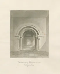 Waterfall Kirche - Inneres des Chors: Sepiazeichnung, 1847