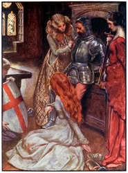 Christian bewaffnet aus The Pilgrims Progress From This World, To That Which Is To Come von John Bunyan (1628-1688) Illustration von Byam Shaw (1872-1919)