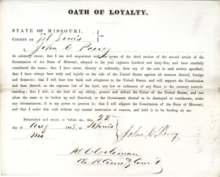Loyalitätseid von John C. Perry aus Missouri, County of St. Louis