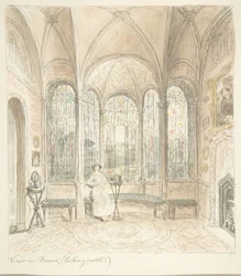 Lea Castle, Worcestershire, Blick in den Bower, nach Norden, ca. 1816