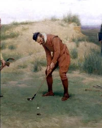 Während der Predigten, Detail des Golfspielers, 1896