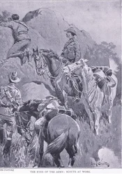 Die Augen der Armee, Späher bei der Arbeit, aus After Pretoria: Der Guerillakrieg veröffentlicht von Harmsworth Bros Limited, 1901
