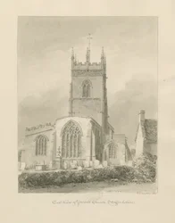 Gnosall Kirche: Sepia-Zeichnung