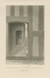 Pillaton Hall - Innenansicht des Torhauses: Sepiazeichnung