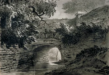 Ansicht eines Abschnitts des Entwässerungssystems der Serpentine im Hyde Park, London, ca. 1817