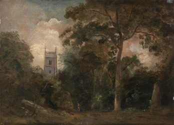 Eine Kirche in den Bäumen, ca. 1800