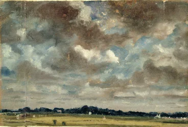 Weitläufige Landschaft mit grauen Wolken