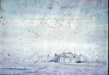 Haus mit einer Baumreihe