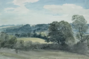 Landschaft mit Gebäuden in der Ferne