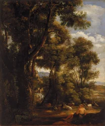 Landschaft mit Ziegenhirte und Ziegen