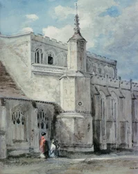 Teil des Äußeren der East Bergholt Kirche: Die Nordseite, ca. 1801-05