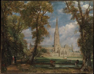 Die Kathedrale von Salisbury vom Grundstück des Bischofs aus