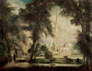 Kathedrale von Salisbury vom Bischofsgelände, ca. 1822-23
