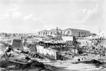 Bau des stationären Maschinenhauses, Camden Town, 26. April 1837