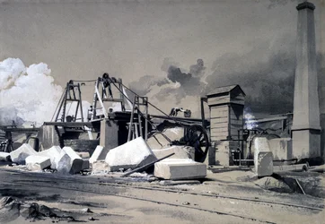 Lüftungsschacht und Windenmaschine, Kilsby Tunnel, 18. Juli 1837