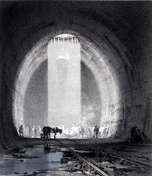 Arbeitsschacht, Kilsby Tunnel, 8. Juli 1837, vom Künstler graviert