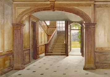 Innenansicht der Treppe im Fairfax House, High Street, Putney, London