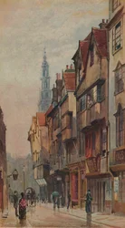 Blick auf die Wych Street, Westminster, Blick nach Osten vom New Inn Gateway, London, um 1880