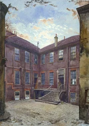 Ansicht eines alten Hauses in der Great Winchester Street, City of London, 1880