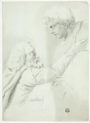 Bärtiger Mann und Junge (vom Basrelief)