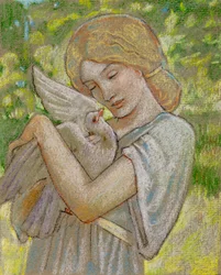 Mädchen mit einer Taube