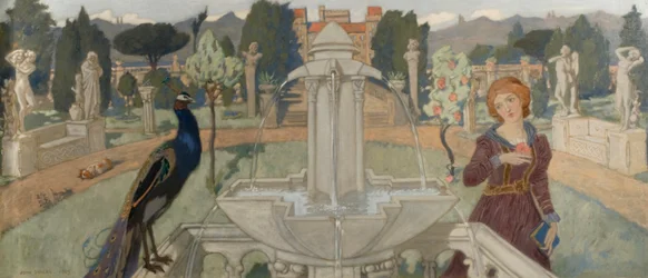 Pfauen und Springbrunnen