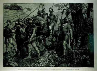 Entwurf für Windsor Tapisserie: Männer von Kent marschieren vor der Armee von Harold
