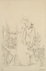 Liebende bei einem Rosenstrauch, 1848