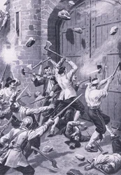 Die Plünderung von Dundee am 1. September 1651: Englische Seeleute greifen das Wellgate-Tor an, Illustration aus 