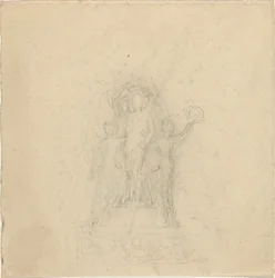 Studien für ein Denkmal mit der Krönung einer Figur (recto und verso)