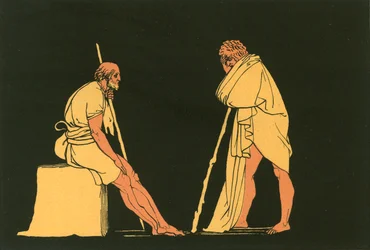 Odysseus im Gespräch mit Eumaios