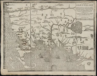 Die Karte von Neuengland aus: William Hubbards Der gegenwärtige Zustand von Neuengland, 1677
