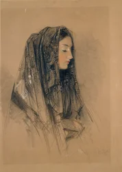 Kopf eines italienischen Mädchens in einer Mantilla, 1838