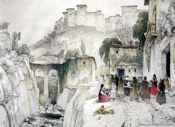 Teil der Alhambra von der Alameda del Darro, aus 