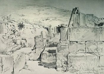 Apsis der Kirche des vierten Jahrhunderts über Jakobsbrunnen in Schechem Nablus, 1902