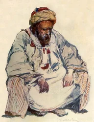 Sitzende Figur eines syrischen Hirten im Schafspelz, 1902