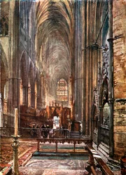 Blick auf den Chor und das Kirchenschiff, Blick nach Westen vom Hochaltar