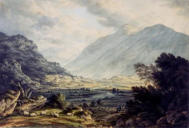 In der Nähe von Capel Currig, mit Blick auf den Mount Snowdon, Wales, ca. 1793-1830