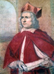 Schauspieler Henry Harris als Kardinal Wosley in Henry VIII von William Shakespeare