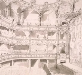 Innenansicht des St. James Theaters, London (Skizze)