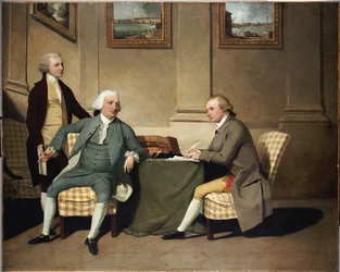 Gruppenporträt von Sergeant-At-Arms Bonfoy, seinem Sohn und John Clementson, Sen.