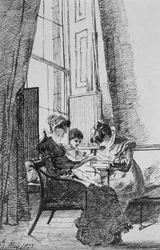 Drei Frauen in einem georgianischen Innenraum, 24. Mai 1823