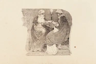 Zwei Frauen lesen bei Lampenlicht, 1804