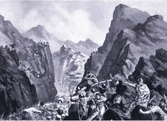 Vernichtung der griechischen Armee, Illustration aus Hutchinsons Geschichte der Nationen, Band 4, ca. 1920er Jahre