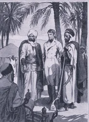 1853 brach David Livingstone mit einer kleinen Gruppe Einheimischer zu einer 1000 Meilen langen Reise durch Sümpfe und Wälder auf, Newnes Pictorial Knowledge, veröffentlicht von Newnes, ca. 1950er Jahre
