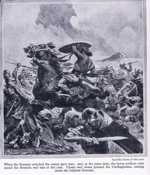 Die Schlacht von Cannae 216 v. Chr. Die römische Armee wurde fast vollständig zerstört, ca. 1950