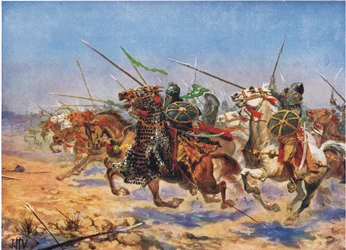 Die Kavallerie von Shahrbaraz im Angriff, Illustration aus 